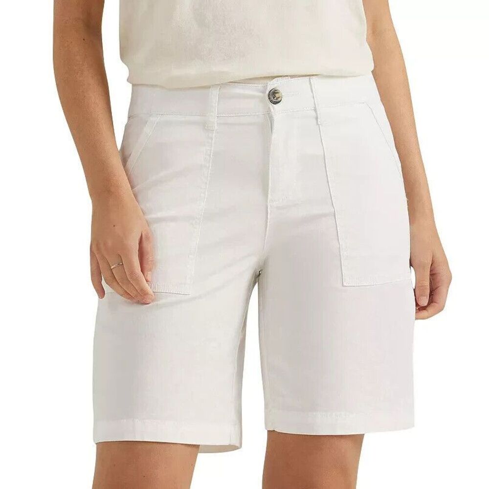 Lee Utility Bermuda Shorts Womens 16 White Ultra Lux Comfort Flex to Go NEW